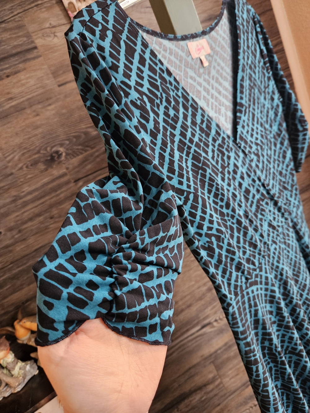 Candie's Blue and Black Geometric Dress - Picture 3 of 4